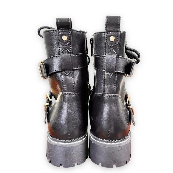 Carvela Kurt Geiger NWT Black Leather Lug Sole Y2K 90s Moto Boot Women's 5.5 - Picture 8 of 13